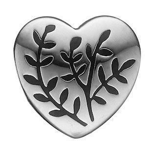 Christina Collect 925 sterling sølv Fern Heart Blankt hjerte med svarte fine grener, modell 623-S114